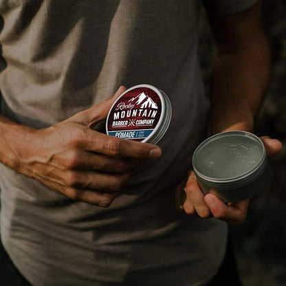 Rocky Mountain Barber Company Pomade for Men - 5 oz Tub Classic Styling Product with Strong Firm Hold for Side Part, Pompadour & Slick Back Looks – High Shine & Easy to Wash Out – Water Based
