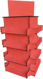 TORCHED DISPLAYS 4-Sided Rotating Display Stand - Craft Shows, Trade Shows, Markets - Small & Medium-Sized Items like Stickers, Postcards, Coasters, Note Pads, Napkins, Easy to Assemble (Red)