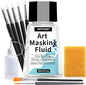 Watercolor Masking Fluid, Liquid Masking for Painting Watercolor Accessories with Silicone Pen Cleaning Brush Retouching and Covering for Painting and Various Art Projects Supplies,White 30ml