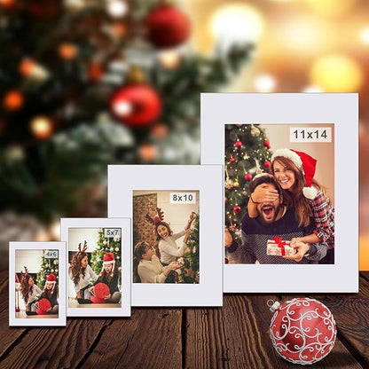 Egofine Pack of 5 White Mat Board Pre-Cut 8x10 Picture Mat for 5x7 Photo with White Core Bevel Cut Mattes Sets. Includes 5 High Premier Acid Free Mats & 5 Backing Board & 5 Clear Bags
