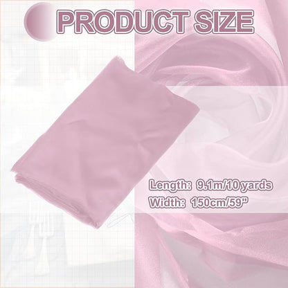 MECCANIXITY Iridescent Sheer Organza Fabric, 10 Yards x 59 Inches Solid Holographic Shiny Fabric Organza Cloth for Wedding, Curtains, Costume, Photo Background, Lotus Pink