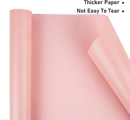 NESCCI Pink Matte Wrapping Paper,Solid Color Pearly-Lustre Paper-3 Roll,17 Inches X 32.8 Feet Per roll.Gift Wrapping Paper,Perfect for Wedding,Valentine's Day,Birthday, Christmas,Baby Shower.