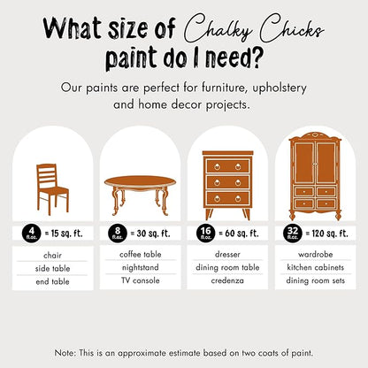 Chalky Chicks All-in-One Chalk Paint for Furniture or Cabinet - 8 Fl Oz - Matte Finish Acorn Orange for Metal, Wood Furniture Paint - No Sanding All-in-One for Home Decor & Crafts, USA Made