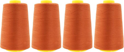 Mandala Crafts 4 Pack of Serger Threads Cones Spools - 40S/2 24000 Yards Polyester Rust Threads for Sergers Machine and Overlock Quilting Sewing Machine