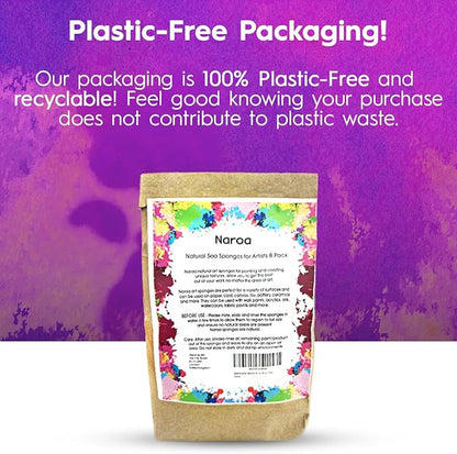 NAROA Artist Natural Sea Sponges for Painting 8 Pack | Unbleached Unique Art Tool Set | Suitable for Acrylic Watercolor, Marbling, Texturing, Pottery, Ceramics