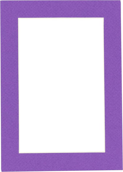8x10 Mat Bevel Cut for 5x8 Photos - Acid Free Purple Precut Matboard with Backing Board and Crystal Clear, Self Seal Photo Mat Bag - for Pictures, Photos, Framing - 4-ply Thickness
