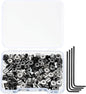 MECCANIXITY 70 Pcs Metal Locking Pin Backs, Locking Pin Keepers Locking Clasp 5mm(H) with 4 Wrench Replacement in Storage Case for Badge, Brooch, Black, Silver Tone