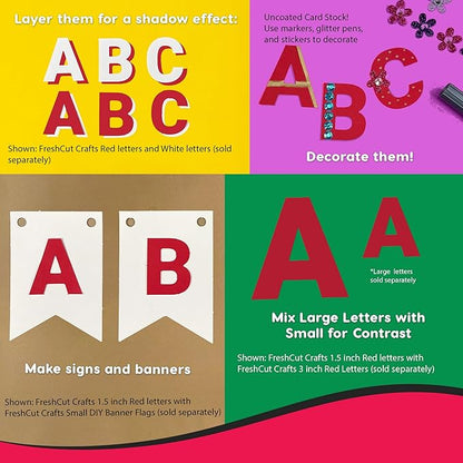 FreshCut Crafts 636 Pcs 1.5 in. Red Bulletin Board Letters & Numbers, Capital Alphabet, Numbers, Punctuation, US Made Card Stock Punch Out Letters for Posters, Bulletin Boards, Classroom