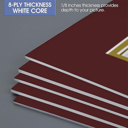 Golden State Art, 11x14 Double Mats for 8x10 - for Photos, Pictures, Frames - Acid-Free, 5 Pack, Maroon Over Old Gold