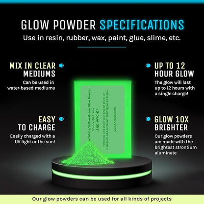Glow in The Dark Pigment Powder - Neutral and Fluorescent Color for Art Painting, Fine Art, Nail Art Paint, and DIY Crafts - Long Lasting, 10+ Color Options - Fluorescent Orange - (60 Grams/ 2.12 oz)