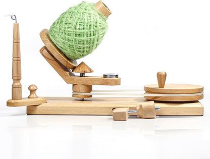 Wooden Yarn Winder with Swift – Manual Yarn Ball Winding Tool for Knitting and Crocheting (ONLY Winder Beechwood)