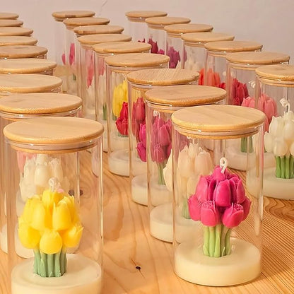 JDH Flower Silicone Mold,Tulip Bouquet Silicone Candle Molds,3D Flower Resin Candle Molds for DIY Handmade Supplies,Flowers Ornament Mold for Soap Wax Concrete Epoxy Resin Cake Decoration
