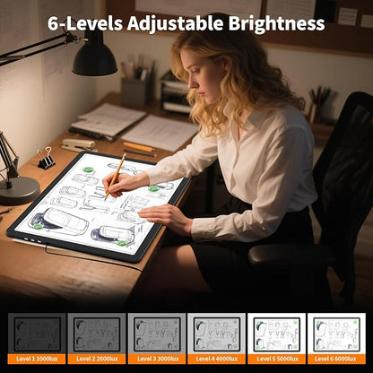 Elice Magnetic A3 Light Board with Bag for Diamond Painting, Tracing LED Light Box with Side Buttons, Super Bright Diamond Art Light Pad, Light Table for Drawing, Sketching, Weeding Vinyl - Black