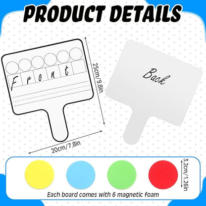 Seajan 9 Pcs Magnetic Paddle Set Education Dry Erase Double Side Handheld Answer Board with Magnetic Counters Discs Phonemic Awareness Phonics Games Toy for Students Kids Teaching Supply (Black)