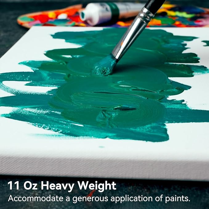 PHOENIX 10x20 Inch 3 Pack Artist Canvas - Long Rectangle Stretched Canvases for Painting - 3/4 Inch Profile, 100% Cotton 11 Oz. Gesso Primed White Blank Professional Canvas Oil & Acrylic Paints