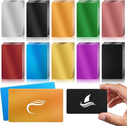 weparmeety 100 Pcs Metal Engraving Blanks Colorful Aluminum Sheet Laser Engraving Business Card Multipurpose DIY Gift Cards 86 x 54 x 0.21 mm（5 Colors)