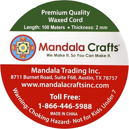 Mandala Crafts 2mm 109 Yards Seafoam Green Cotton Waxed Cord for Jewelry Making Bracelet Cord Waxed String - Beading String Thread Jewelry Cords for Necklaces String