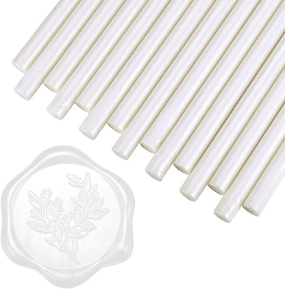 Yoption 15 Pieces Pearl White Glue Gun Sealing Wax Sticks for Wax Seal Stamp, Great for Wedding Invitations, Envelopes, Cards, Christmas Gift Ideas, Wine Packages