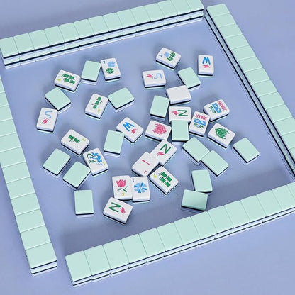 American Mahjong Tile Set with160 Acrylic 4 Layer Engraved Mahjong Tiles, Mahjong Tiles Bag and Accessories