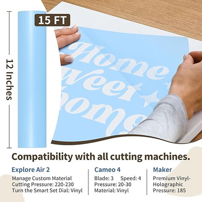 TECKWRAP Blue Stencil Vinyl - Transfer Tape Removable Vinyl- Easy to use, No Residue, Multi-Purpose (12” x 15FT)