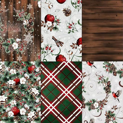 Christmas Scrapbook Paper 12×12,Merry Christmas Tree Deer Patterned Paper,24 Sheets Double-Sided Wooden Scrapbooking CardStock Papers Pad for Holiday Cardmaking DIY Origami Papers.