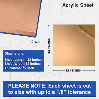 Duco USA-Made Clear Cast Acrylic Sheet 1/8 Inch Thick 12" x 12" - 4 Pack of Transparent Plexiglass Sheet - Lightweight Acrylic Board for Window Replacements, Displays, Signs, and More