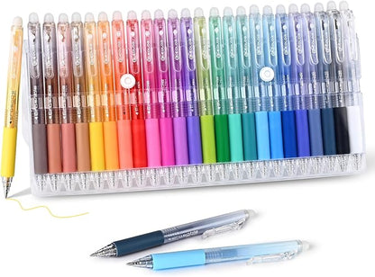 BAYTORY 24Pcs Colored Erasable Gel Pens, Fine Point 0.7mm, Retractable Assorted Colors Pen with Eraser, Smooth Writing Erasable Pens for Drawing Crossword Puzzles