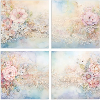 YASMEN 24 Sheets Scrapbook Paper Pads, 6X6 Single-Sided Cardstock Paper, Decorative Craft Paper, Flowers Pattern Paper Pack, DIY Decopodge Papers, Journal Scrapbooking Supplies, Card Making Supplies