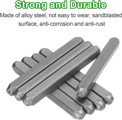 HARFINGTON 36pcs Metal Stamping Kit 5/32" (4mm) Steel Uppercase Letter and Number Punch Set (A-Z / 0-8 / "&" Symbol) Punch Press Tool with Case for Imprinting Metal Plastic Wood Leather