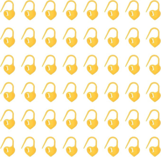 uxcell 200pcs Stitch Markers for Crocheting, Heart Shaped Crochet Marker Needle Clip Counter for Knitting Clothing Tag DIY Craft,Yellow