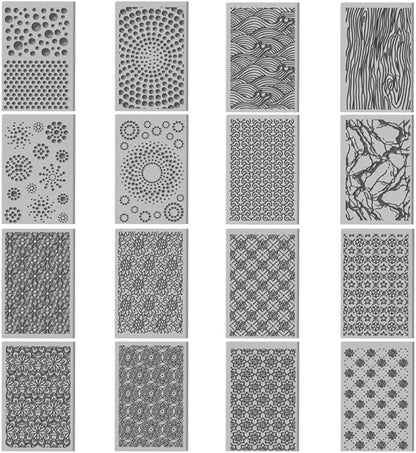 CHGCRAFT 16 Sheets Abstract Floral Clay Texture Mat Seamless Flower Pattern Polymer Clay Texture Sheets DIY Tools for Pottery Earring Jewelry Making Stamp Engraving Machines, 4x2.6inch