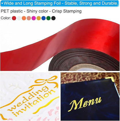 PATIKIL 3.2"x400Ft Hot Stamping Foil Paper,Heat Transfer Hot Stamping Paper Foil Roll for Leather DIY Logo Decor Craft Gift Card Package Scrapbook,Red