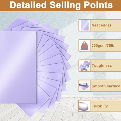 40 Sheets Purple Shimmer Cardstock 8.5 x 11 Crafts Paper, 75lb Premium Card Stock Cutting Paper for DIY Cards Making, Greeting Cards, Invitations, Birthday Decorations, School