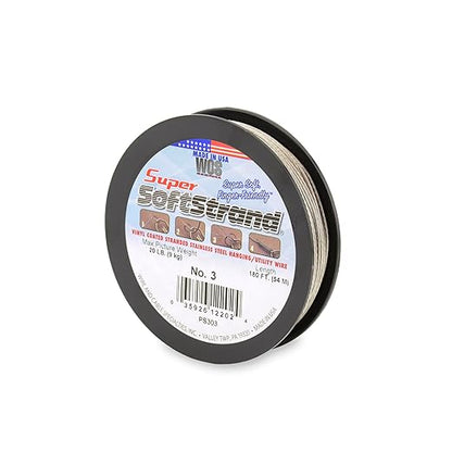 Super Softstrand, Vinyl-Coated Stranded Stainless Steel Picture Wrapping Wire, Size #3, 20 lb / 9 kg, 180 ft / 54 m