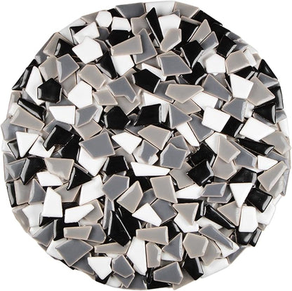 Ceramic Mosaic Tiles for Crafts & Art Projects 200 Grams Vibrant Colors Pieces Fit Together Like a Puzzle Endless Creative Ideas for Mosaic Art DIY Hobbies Small Sizes (Black White Gray)