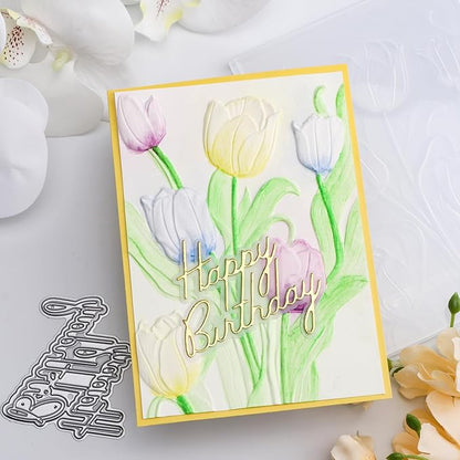 BAOFALI 3D Flowers Theme Plastic Embossing Folders Tulip for DIY Scrapbooking Photo Album Card Paper Craft Decoration for Card Making,Embossing Template Paper Card Embossing Stencil