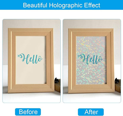 PATIKIL 11.7x8.3" Holographic Sticker Paper, 10Sheets A4 Polypropylene Self-adhesive Transparent Waterproof Laminate Overlay Film for Photo Cards Scrapbook Decorations, Circle
