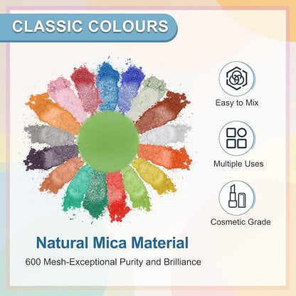 uxcell 10g/0.35oz Cosmetic Grade Mica Powder, 600 Mesh Mica Powder Natural Resin Epoxy Pigment Powders for Casting Resin, Candle Dye, DIY Nail Polish and Lip Gloss, Green