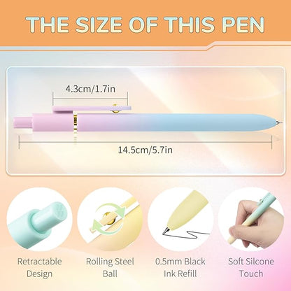 6 Pcs Gel Pens 0.5mm Quick Dry Black Ink Pens Fine Point Smooth Writing Pens, Cute Office and School Supplies Gifts for Women Teacher Students (6 Pcs Ombre Gold)