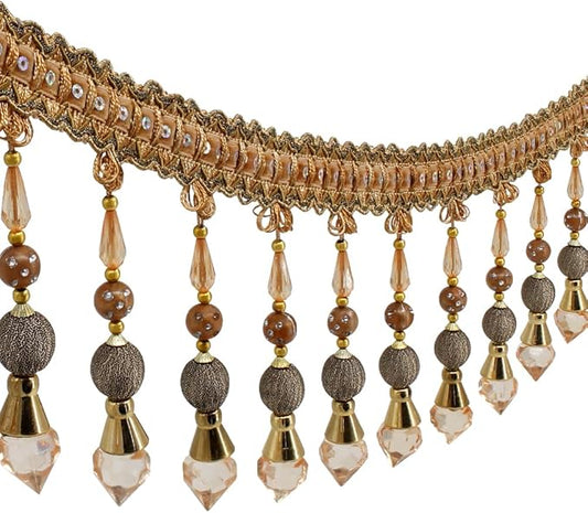 3yards Beading Fringe Trimming Long Beads Tassel Curtain Trim Ribbon Trim for Cover Edge Decorative (Orange)