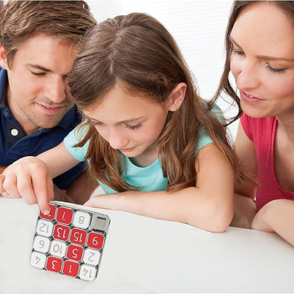 Metal Number Slide 15 Puzzle Red and White Number Sliding Puzzle Educational Learning Games Brain Teaser