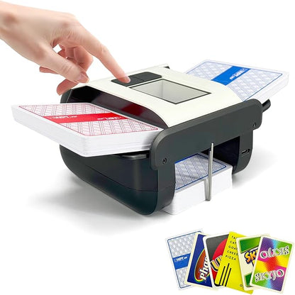 Rechargeable Automatic Card Shuffler,Auto & Manual Modes,1-2 Deck Capacity,Low Noise Design,Perfect for Poker, Rummy,Spades & All Card Games,Portable for Home, Travel, or Game Nights (Black)