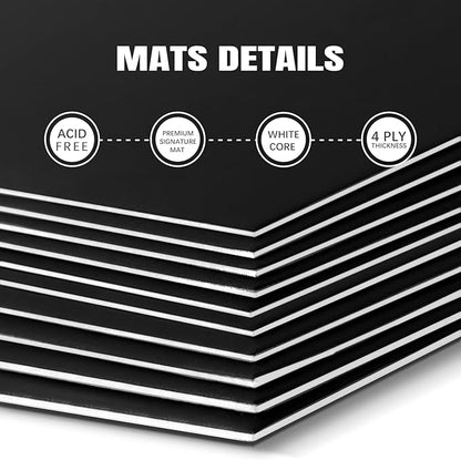 AUEAR, 15 Pack 5x7 Uncut Matte Boards Black Photo Mat Board Great for Picture Framing, Print, Artwork