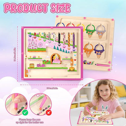 2 in 1 Magnetic Color and Number Maze Montessori Toy for Girls Dual Purpose Wooden Magnetic Puzzle Early Learning Activity for Preschool Children Magnetic Maze Board Educational Game