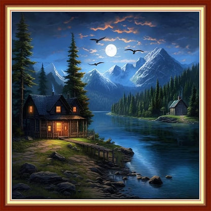 Artvxeay Stamped Cross Stitch Kits Beginners Full Range of Embroidery Starter Kits for Adults Printed Cross Stitching DIY Needlepoint Kit 11CT - (Night View 18x18 inch)