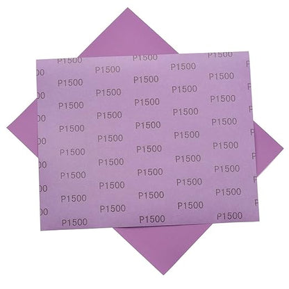 Sandpaper 15Pcs, 1500 Grit Sandpaper, Wet Dry Sandpaper Sheets 9 X 11 Inch, White Fused Alumina Abrasive, Fine Sander Paper for Wood Furniture Finishing, Metal Sanding, Automotive Polishing