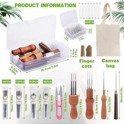 IMZAY Needles Felting Tools, 8"x10" Felting Pad, Large Needle Felting Mat, 90 Pcs Felting Needles, Felting Supplies with Wood Handles & Wool Needles for DIY Crafts