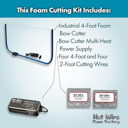 Hot Wire Foam Factory 4ft Heavy-Duty Compound Foam Bow Cutter Kit | Adjustable Heat Settings | For Styrofoam, Polystyrene, EPS, XPS, EIFS | Made in the USA