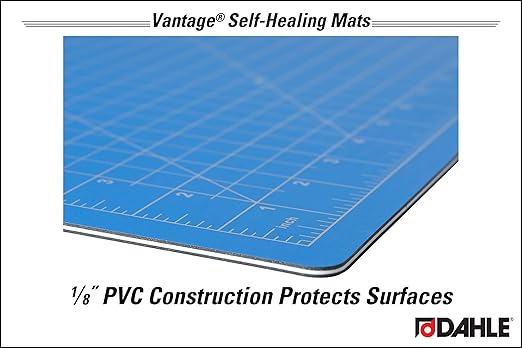 Dahle Vantage 10690 Premium Self-Healing Cutting Mat, 9"x12", 1/2" Grid, 5 Layers for Max Healing, Perfect for Crafts & Sewing, Blue