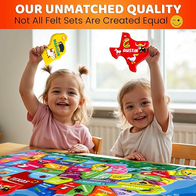 QUOKKA USA Felt Board for Kids 3-5 Years Old - Social Emotional Preschool Learning Activities for Ages 3-5 - Educational Flannel Toy Speech Therapy Gift